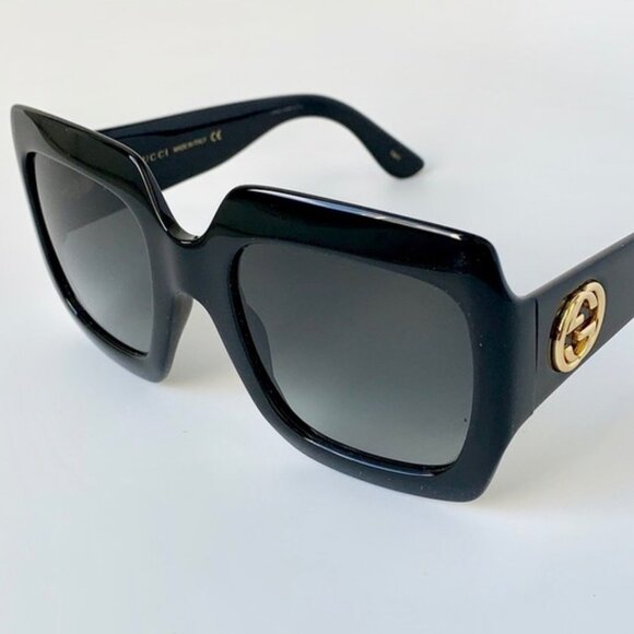 NWT Gucci Square GG0053SN 001 Black/Gold Sunglasses - Picture 3 of 14